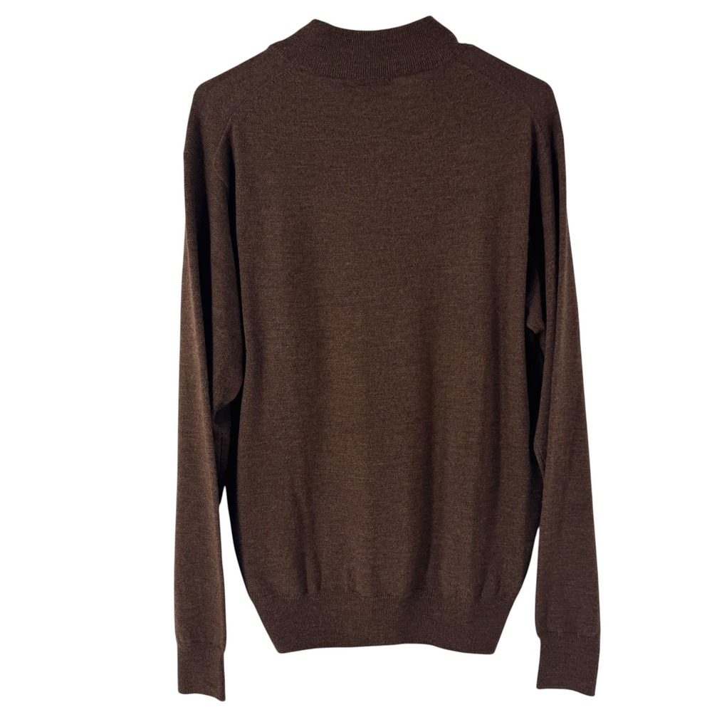 Peter Millar Mens Brown 100% Extrafine Italian Merino Wool Quarter Zip Sweater M - Picture 3 of 10